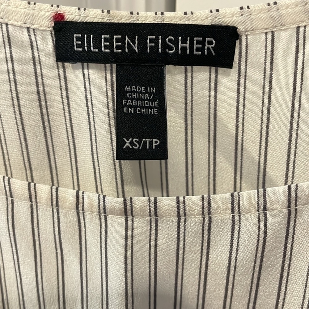 Eileen Fisher Striped Silk Crepe U Neck Camisole - Picture 7 of 12